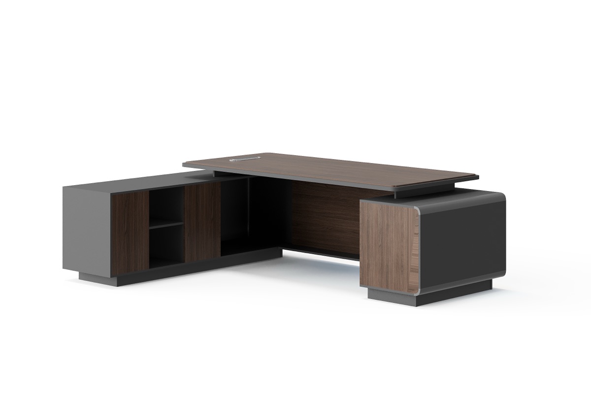 Meja Direktur L-Shape Kabinet Pintu Kayu — BG-2582L