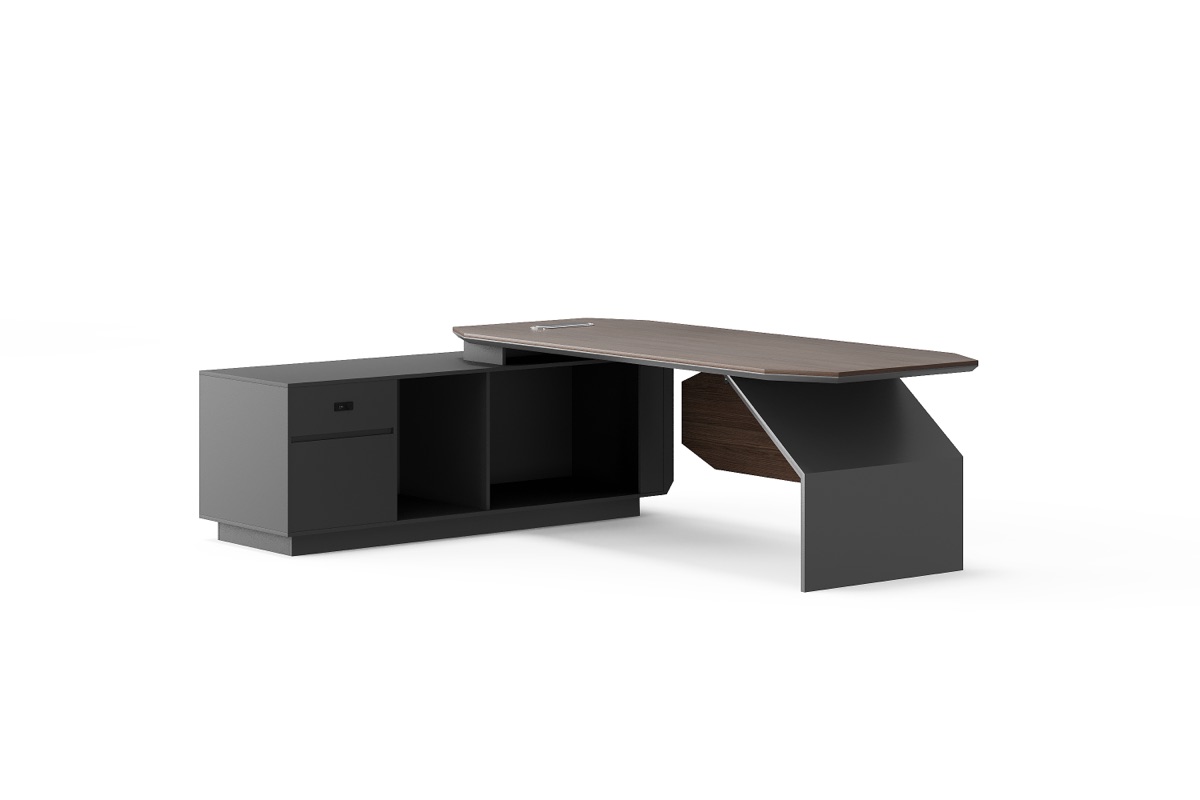 Meja Direktur L-Shape Sudut Geometris — BG-2584L