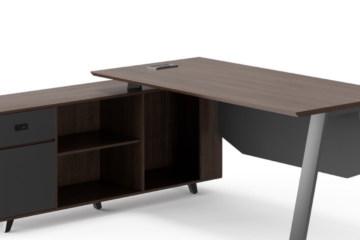 L-Shape Director Desk with A-Frame Legs — feature detail 1