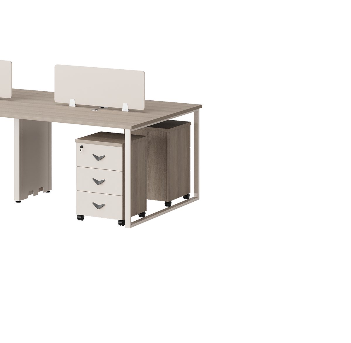 Workstation 2 Orang Pedestal Mobile Oak — detail fitur 2