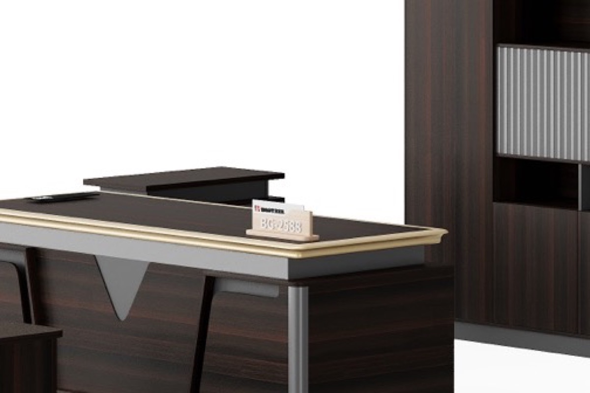 L-Shape Director Desk + Bookcase, 4 Finishes — feature detail 5