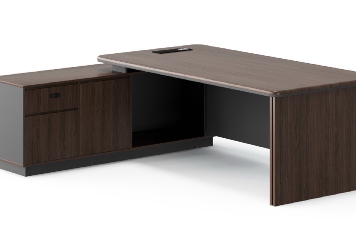 L-Shape Director Desk with Integrated Drawers — feature detail 1