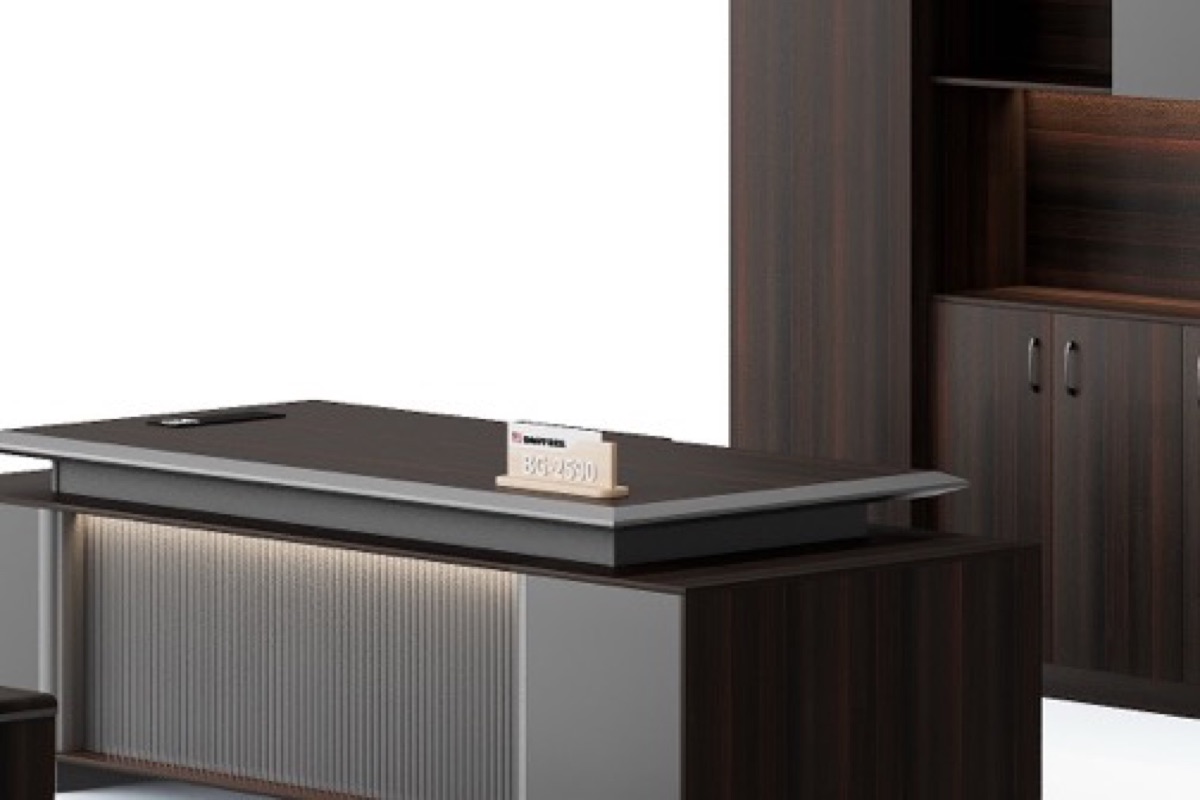 Set Meja Direktur 2400 L-Shape — detail fitur 2