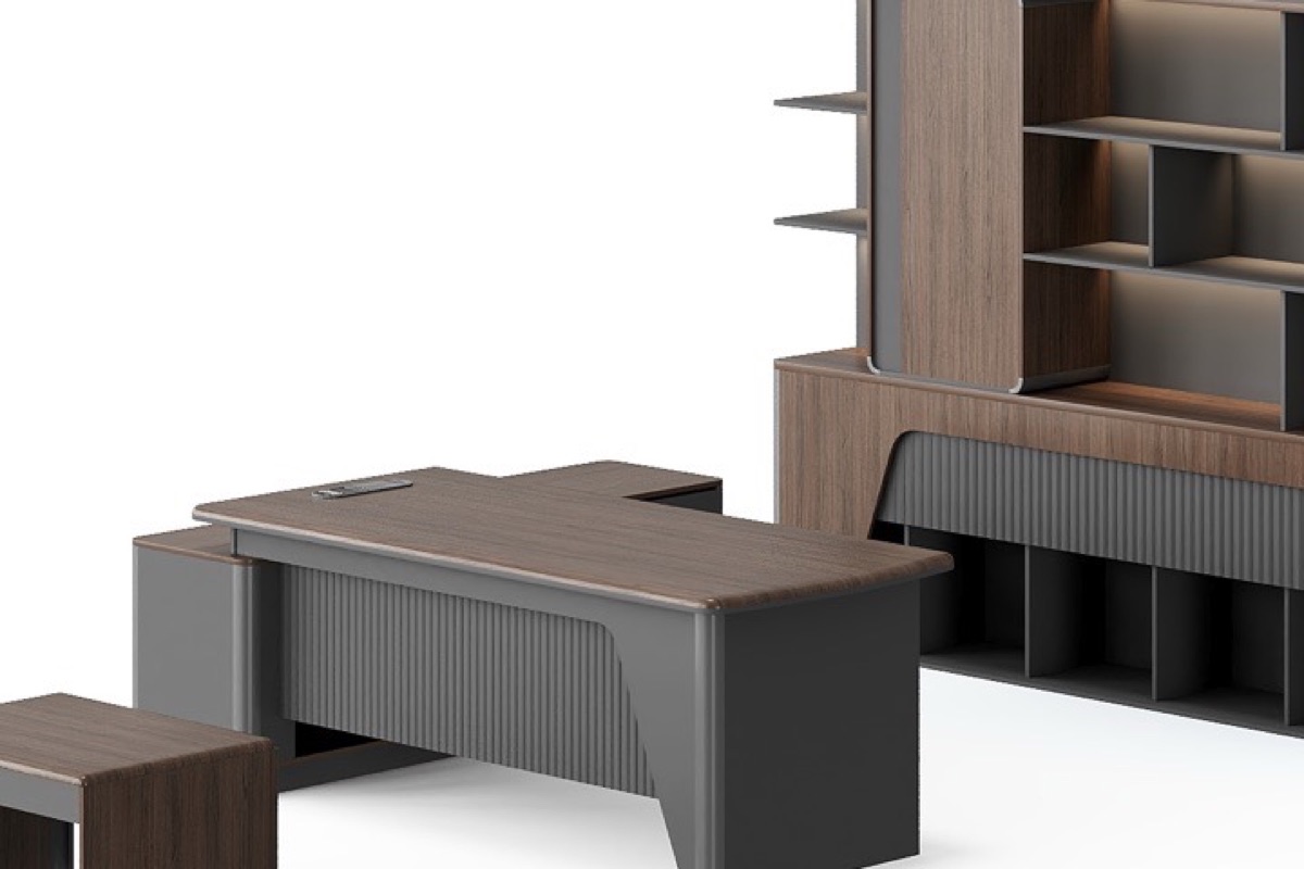 L-Shape Director Desk with Hutch — feature detail 1