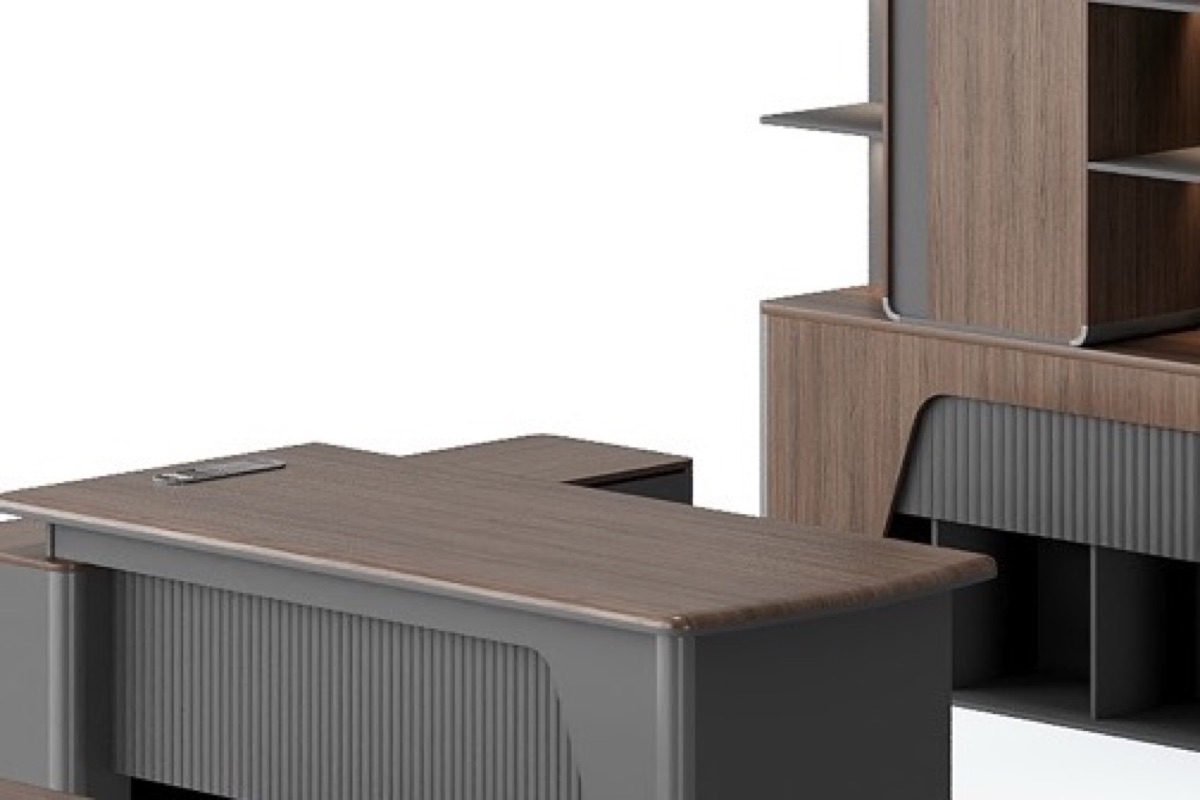 L-Shape Director Desk with Hutch — feature detail 2