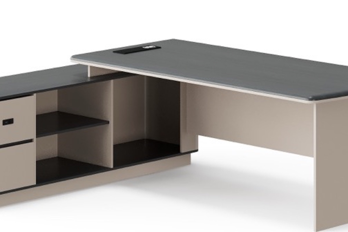 L-Shape Director Desk + Beige Cabinet — feature detail 2