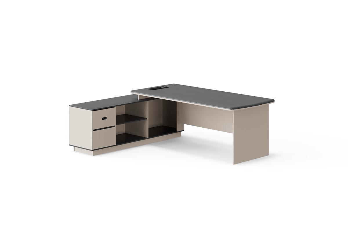 Meja Direktur L-Shape Kabinet + Laci — BG-2591L