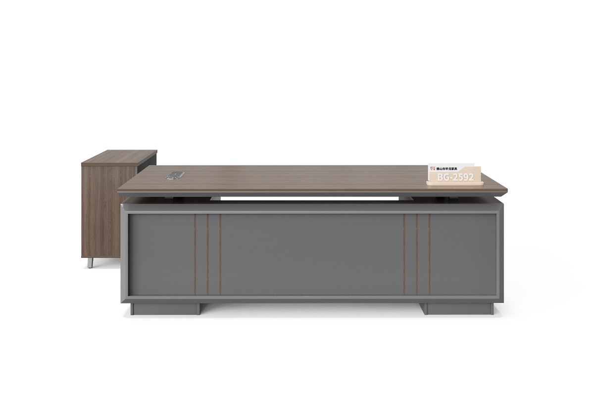 Meja Eksekutif L-Shape + Outlet Listrik — BG-2592