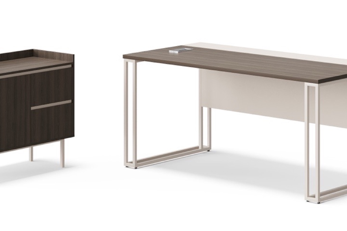 Straight Director Desk + Two-Door Cabinet — feature detail 1