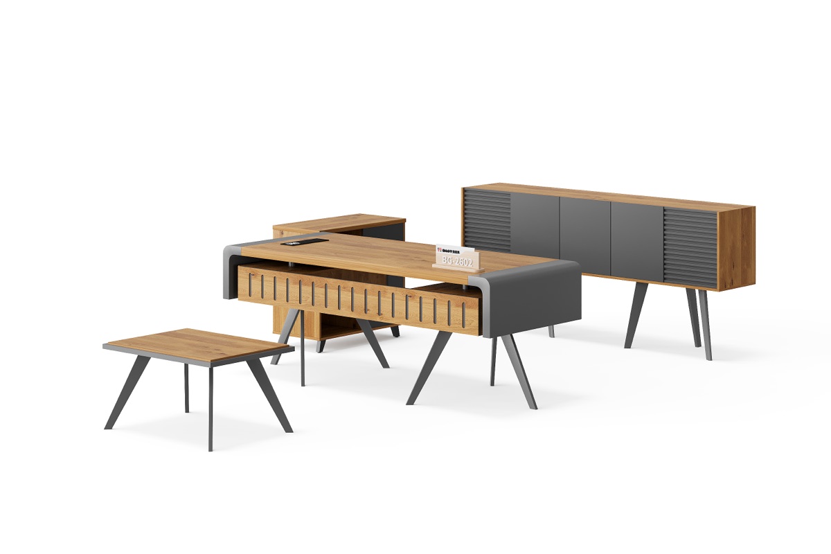 Staff Desk with Side Cabinet — feature detail 1