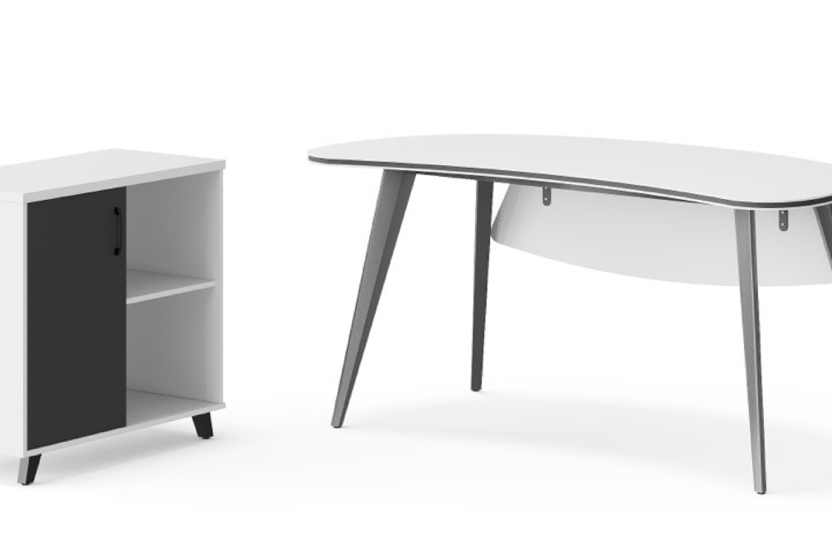 Oval Manager Desk + Side Cabinet — feature detail 1