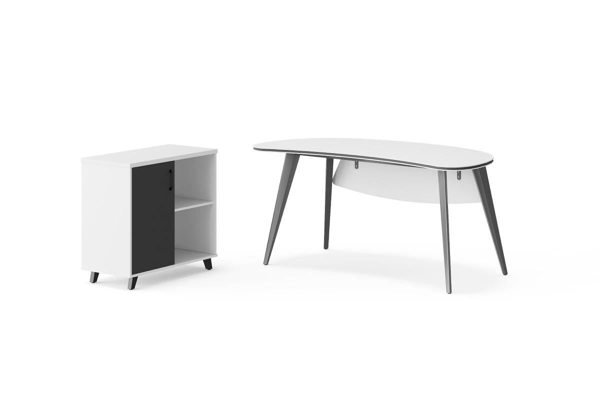 Meja Manajer Oval + Side Cabinet — BG-2604