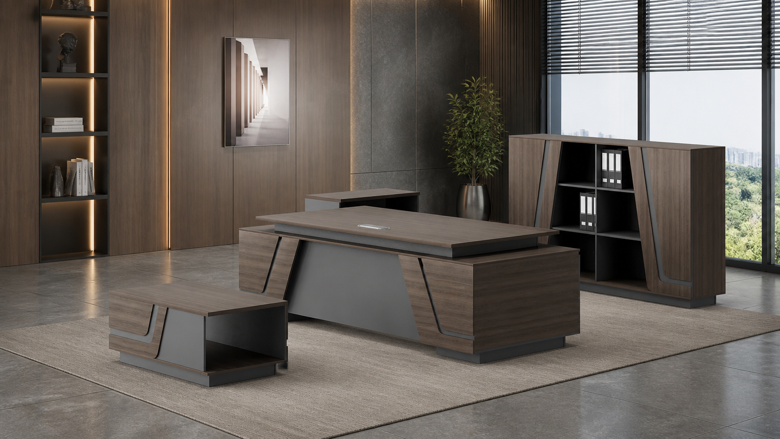 L-Shaped Manager Desk — situasi kantor