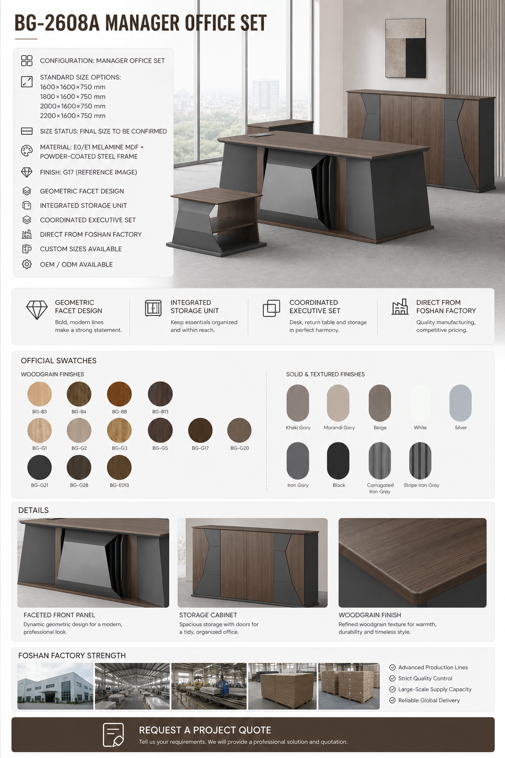 Executive Office Set — BG-2608A — Foshan China office furniture manufacturer