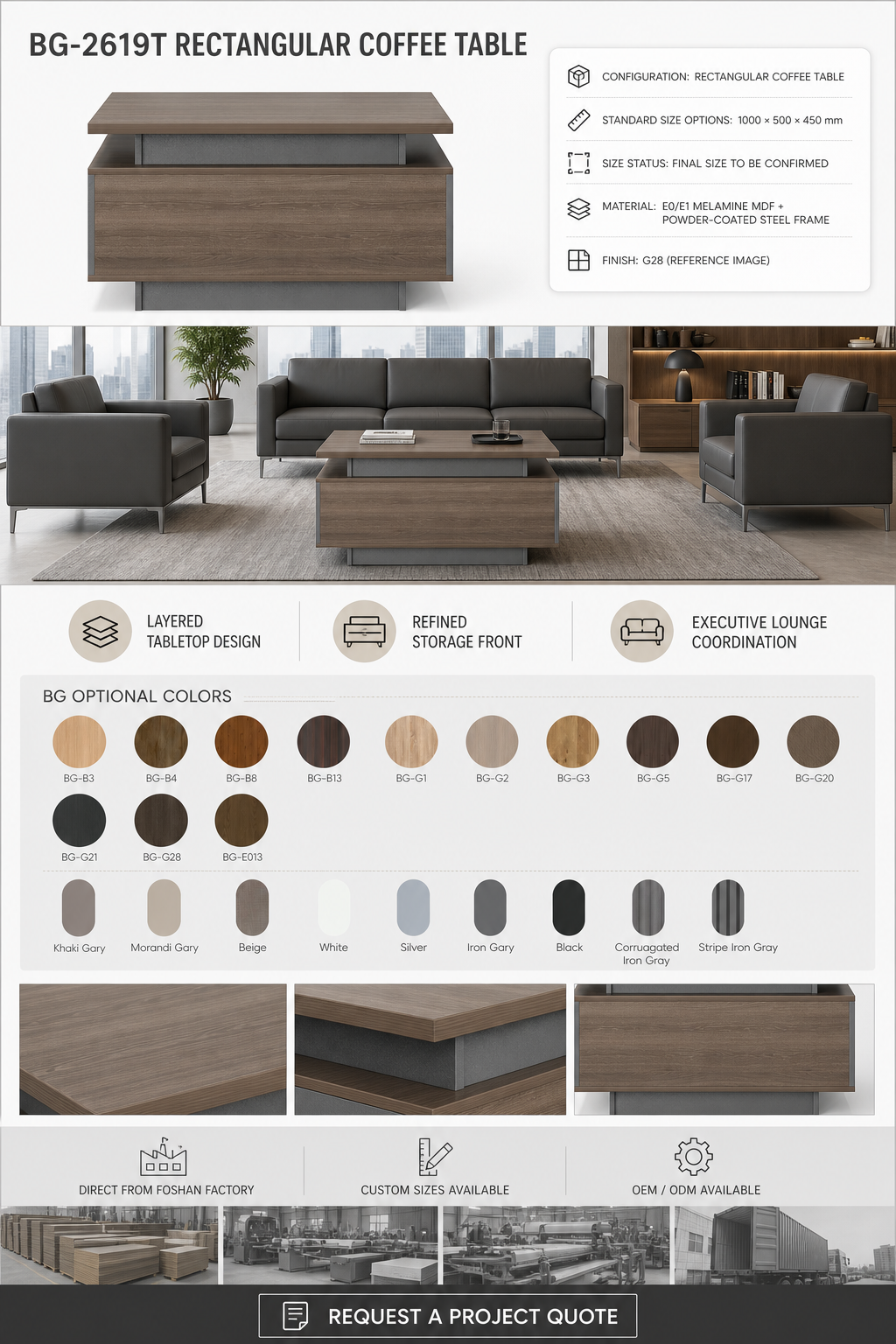 Office Coffee Table — BG-2619T-G28 detail
