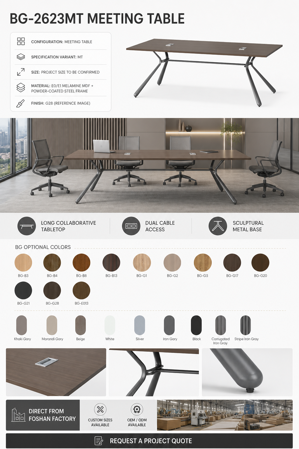 Oval Meeting Table — BG-2623MT-G17 detail