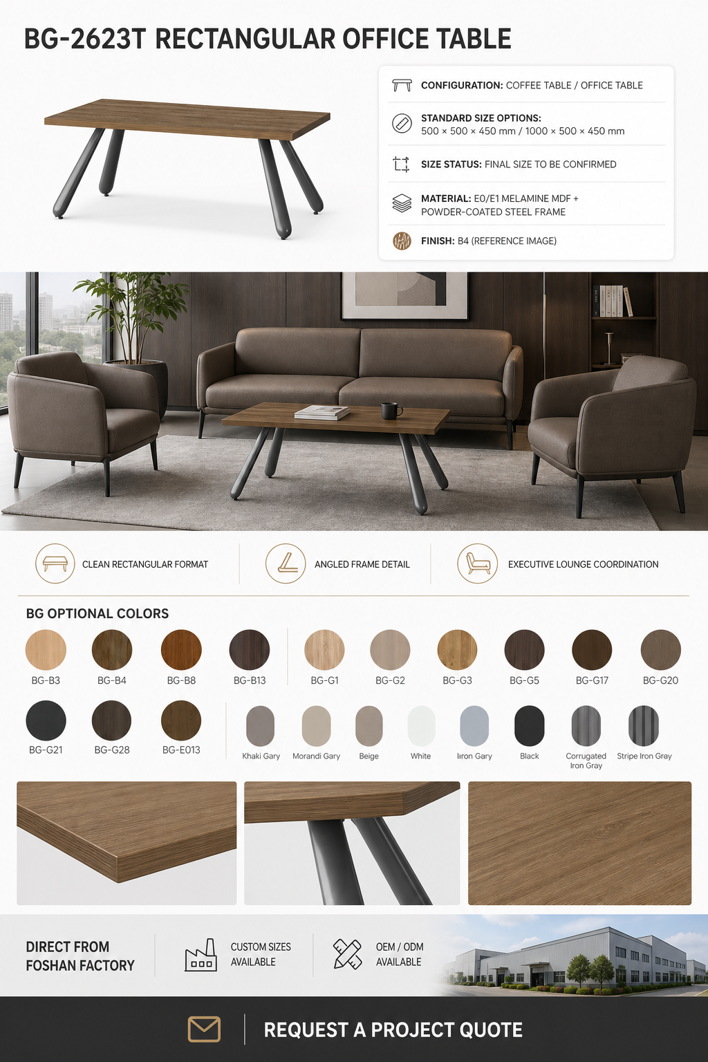 Office Coffee Table — BG-2623T-G17 detail