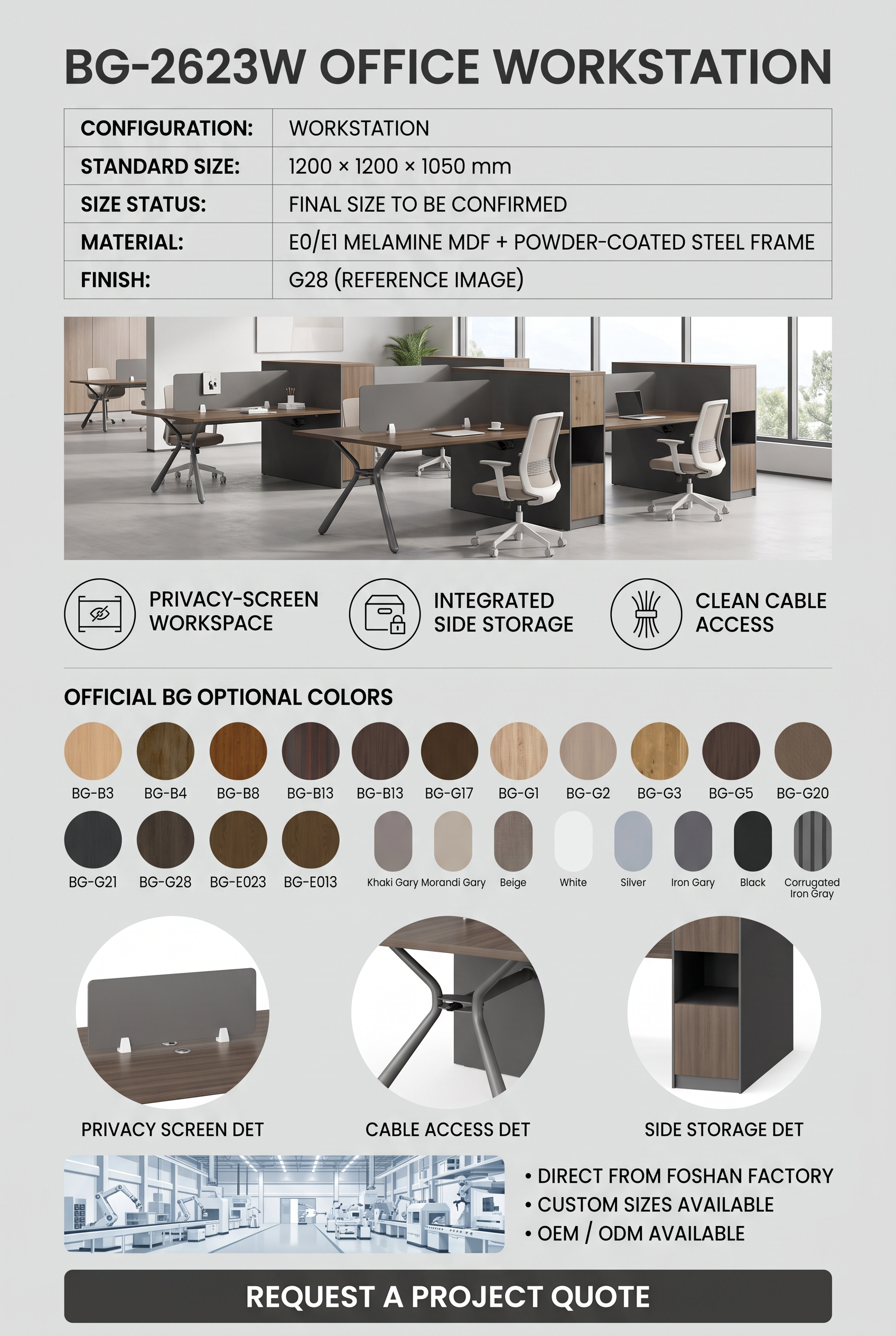 Executive Desk — BG-2623W — Foshan China office furniture manufacturer