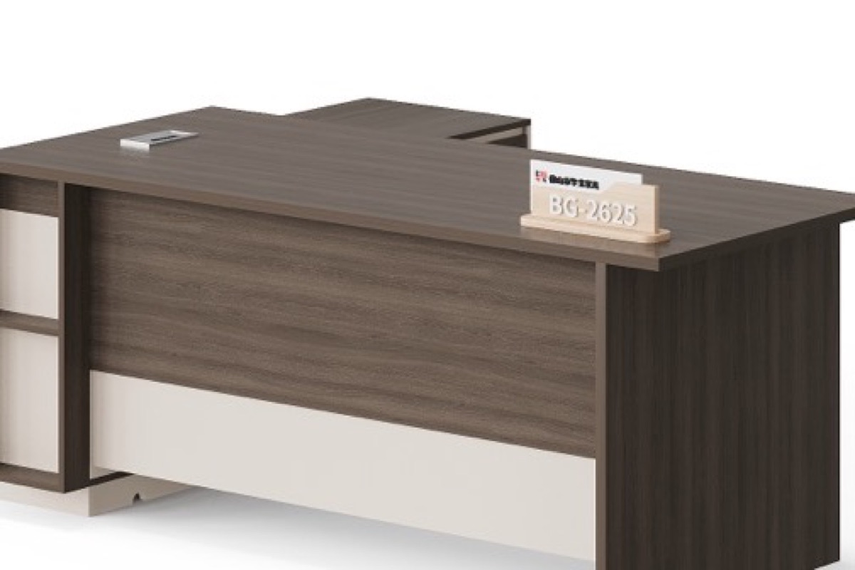 L-Shape Director Desk G28 + Open Side Shelves — feature detail 2