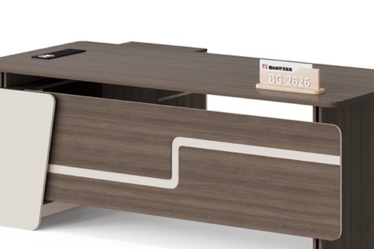 L-Shape Director Desk G28 + Decorative Panel & Drawer — feature detail 2