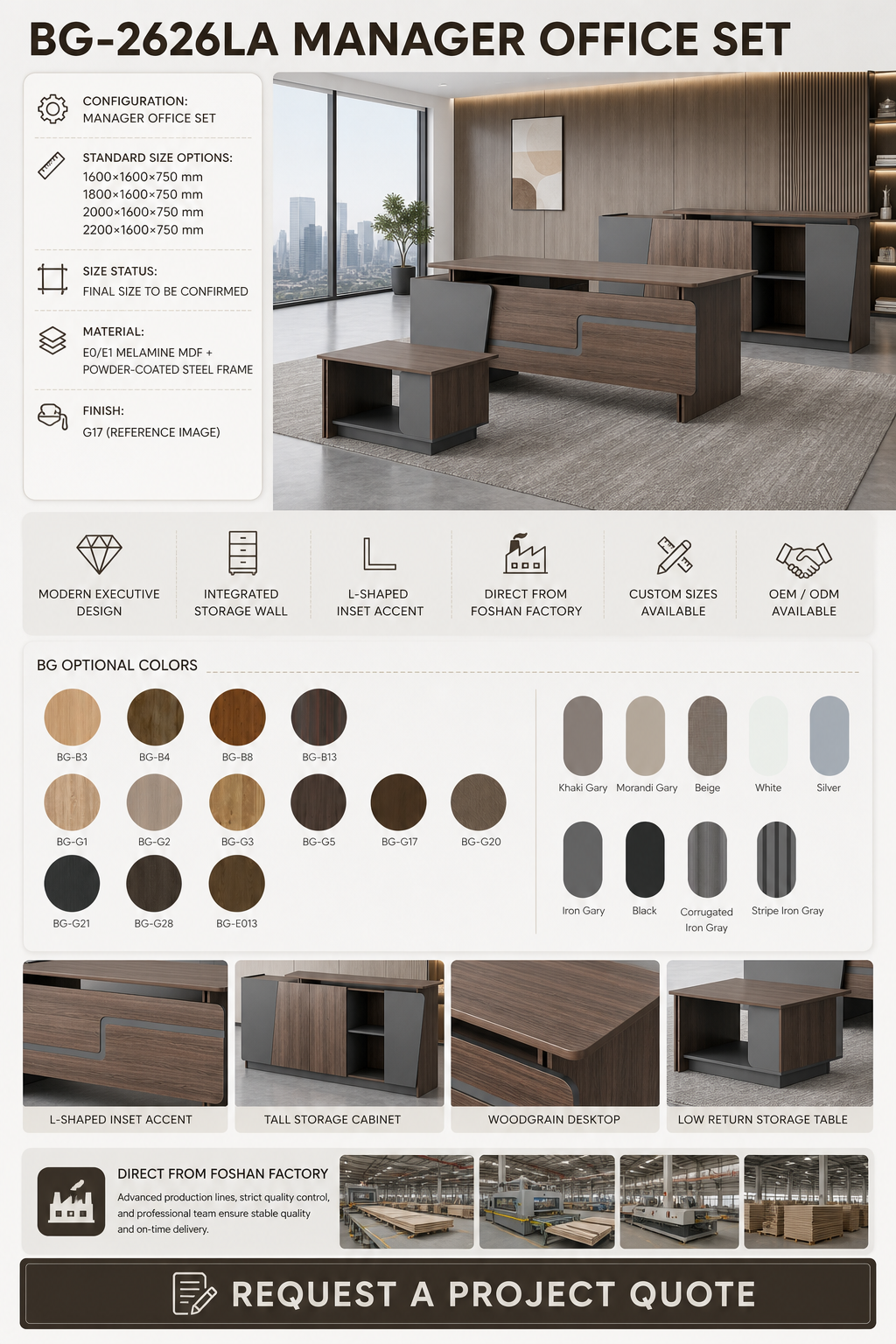 L-Shape Executive Desk — BG-2626LA-G28 detail