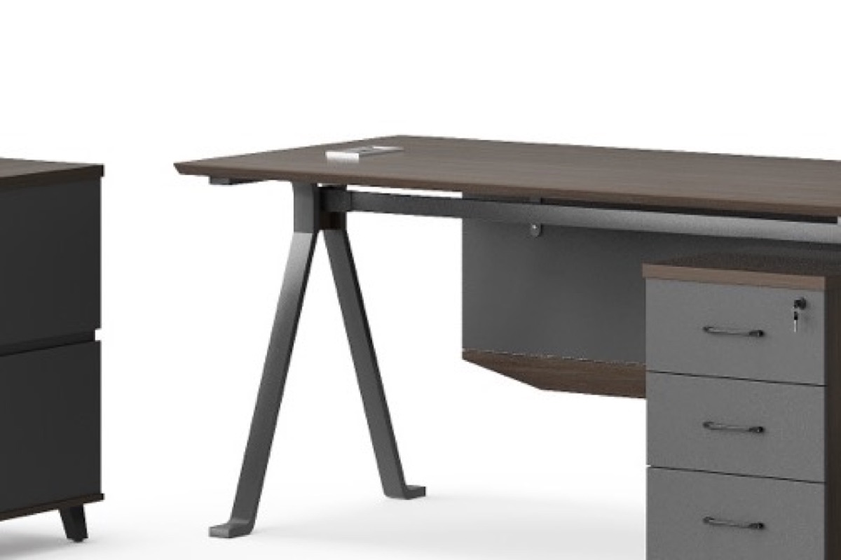 L-Shape Director Desk G28 Tapered Legs + Drawer Unit — feature detail 2
