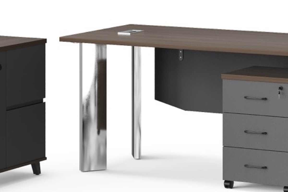 L-Shape Director Desk G28 Chrome Legs + Cabinet — feature detail 2