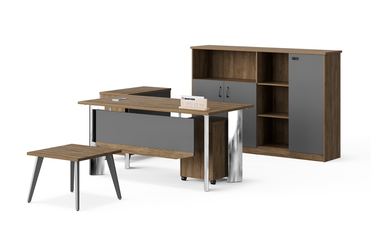 Meja Eksekutif + Side Cabinet — detail fitur 1