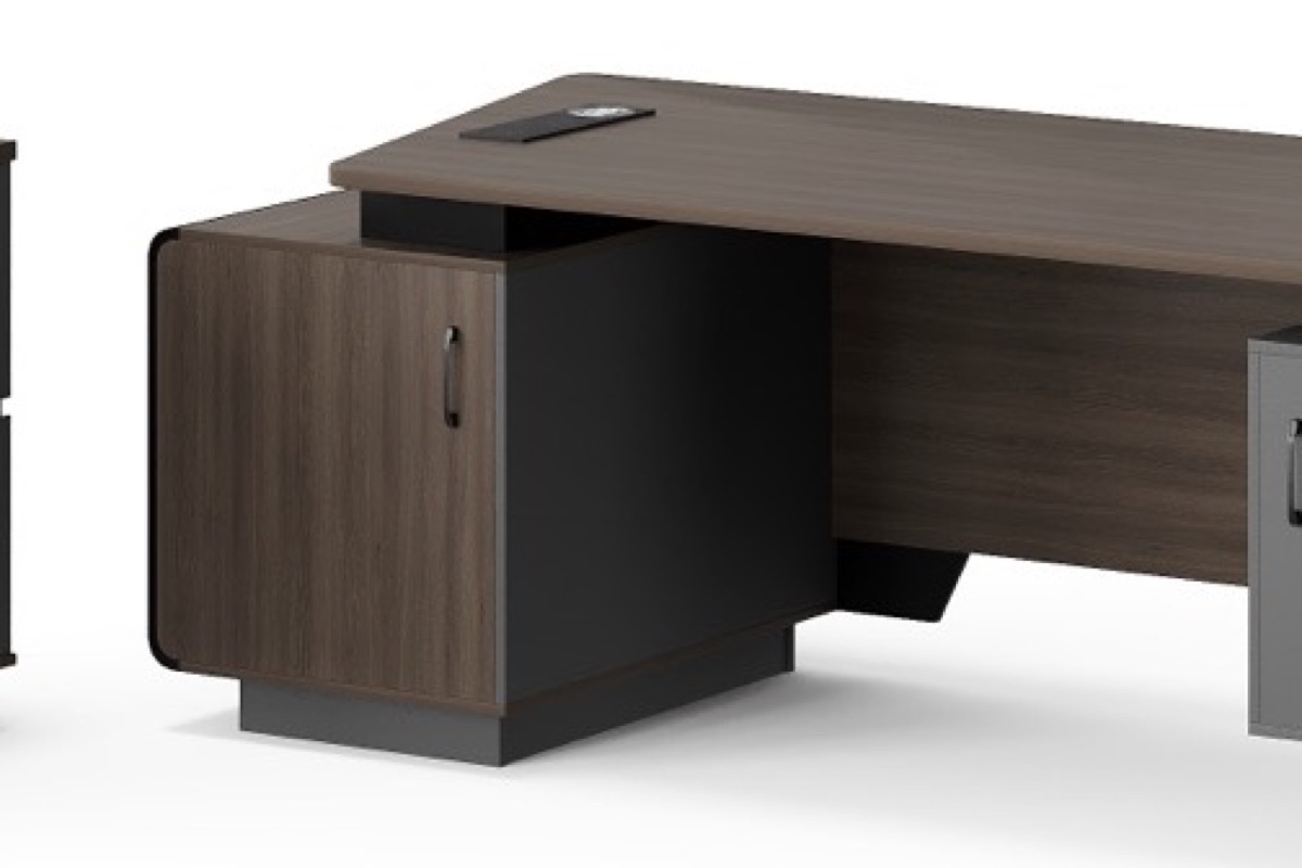 L-Shape Director Desk G28 Slat Panel + Cabinet — feature detail 2