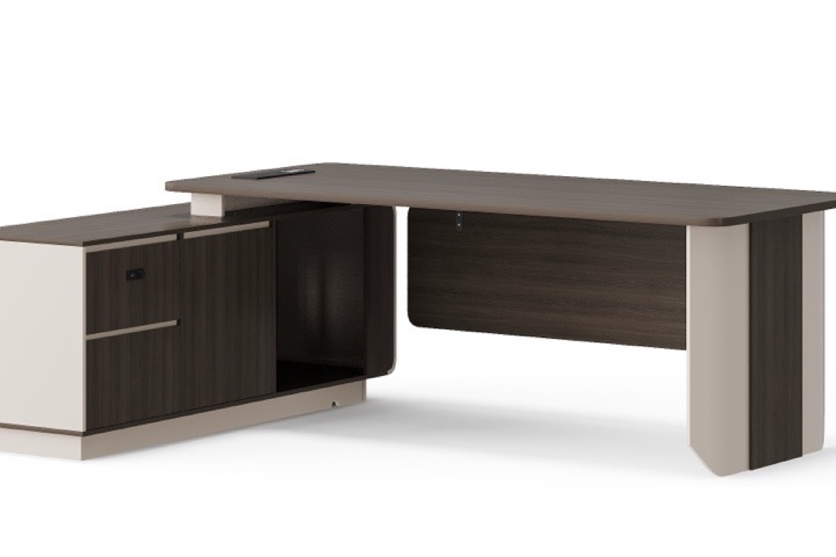 Meja Direktur L-Shape G28 Dua Warna + Kabinet — detail fitur 1