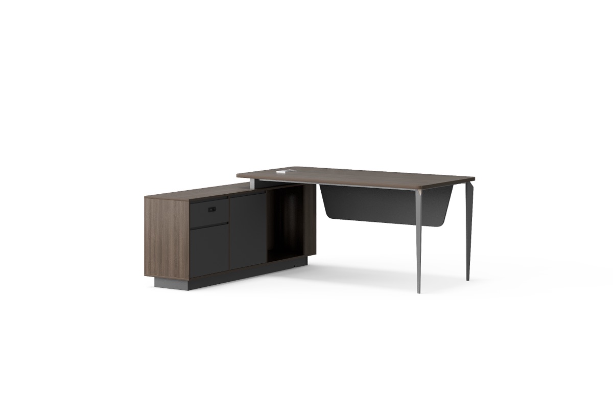 L-Shape Director Desk G28 Curved Panel + Storage — feature detail 1