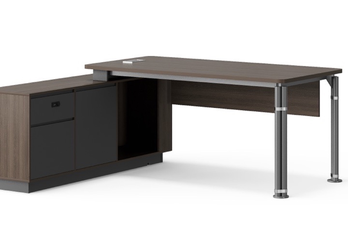 L-Shape Director Desk G28 + Drawers & Lower Shelf — feature detail 1