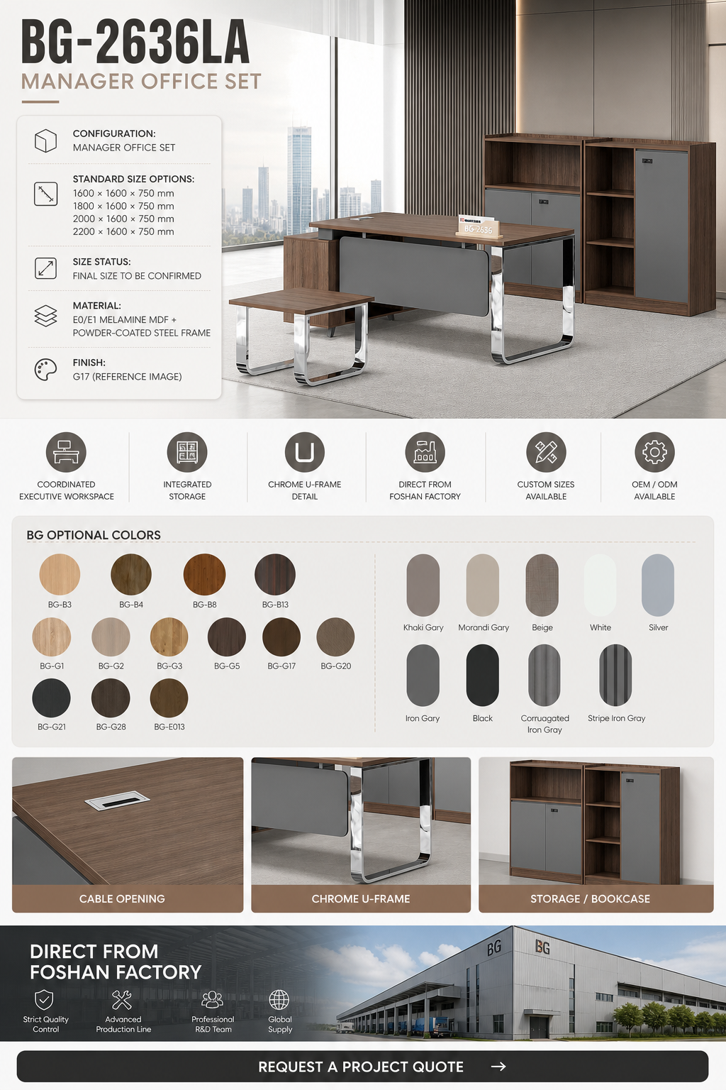 Manager Office Set — BG-2636LA — Foshan China office furniture manufacturer