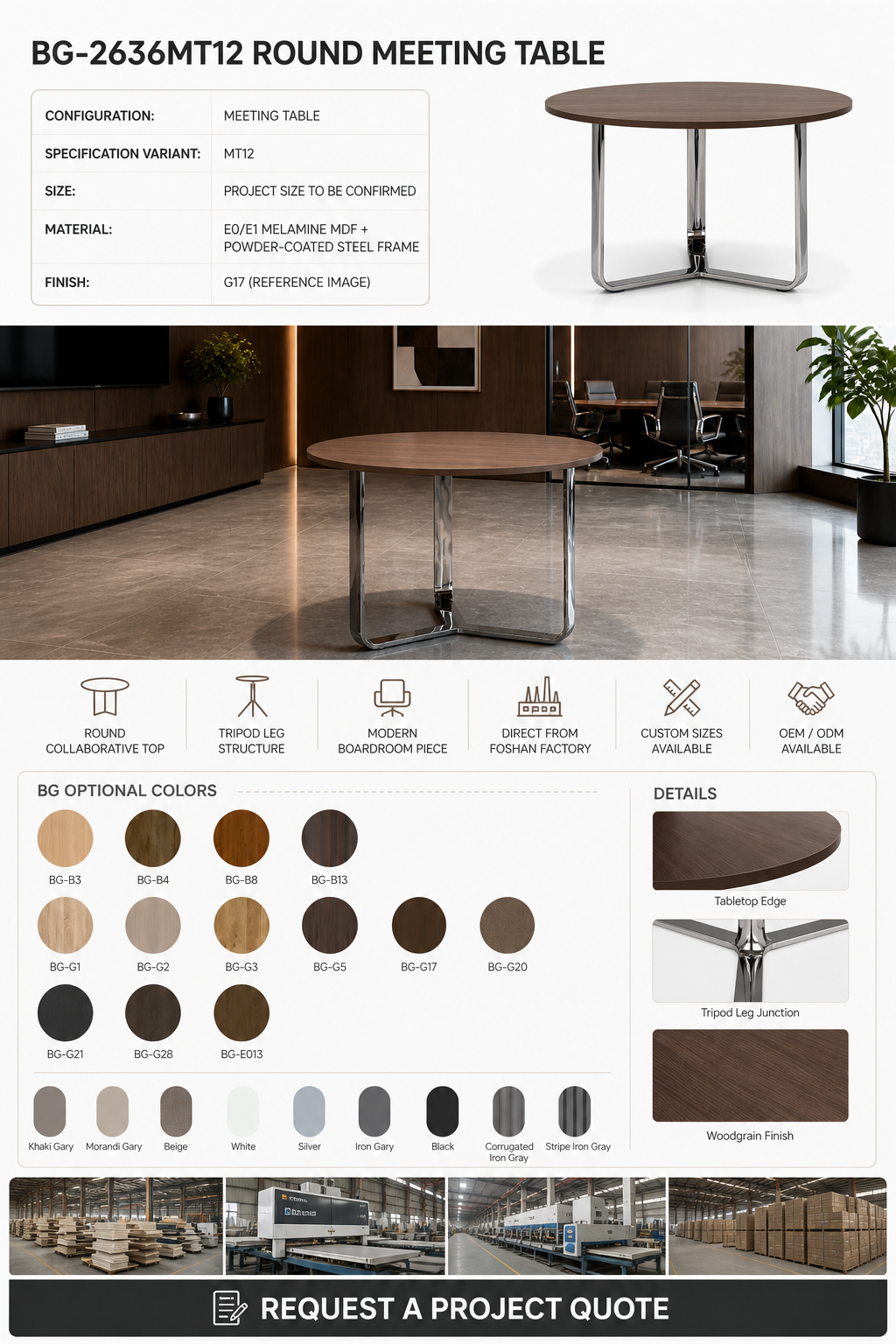 12-Seat Meeting Table — BG-2636MT12-G17 detail