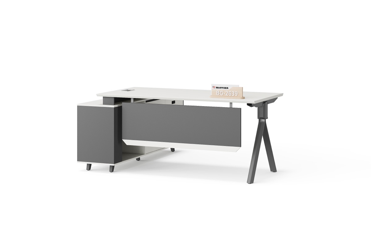 White L-Shape Director Desk — feature detail 2
