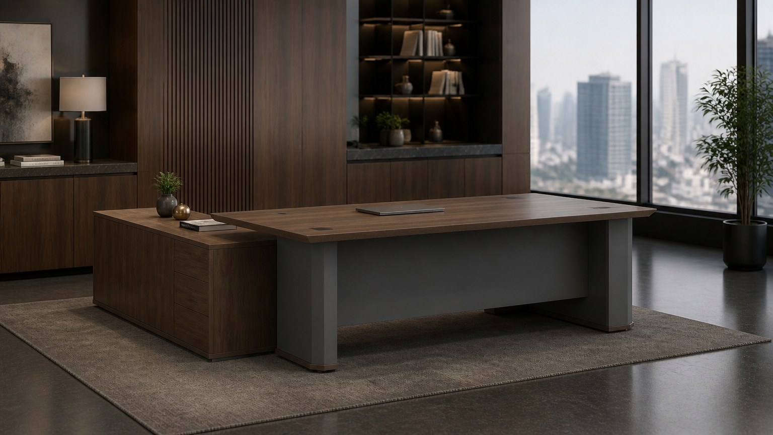 L-Shaped Manager Desk — situasi kantor