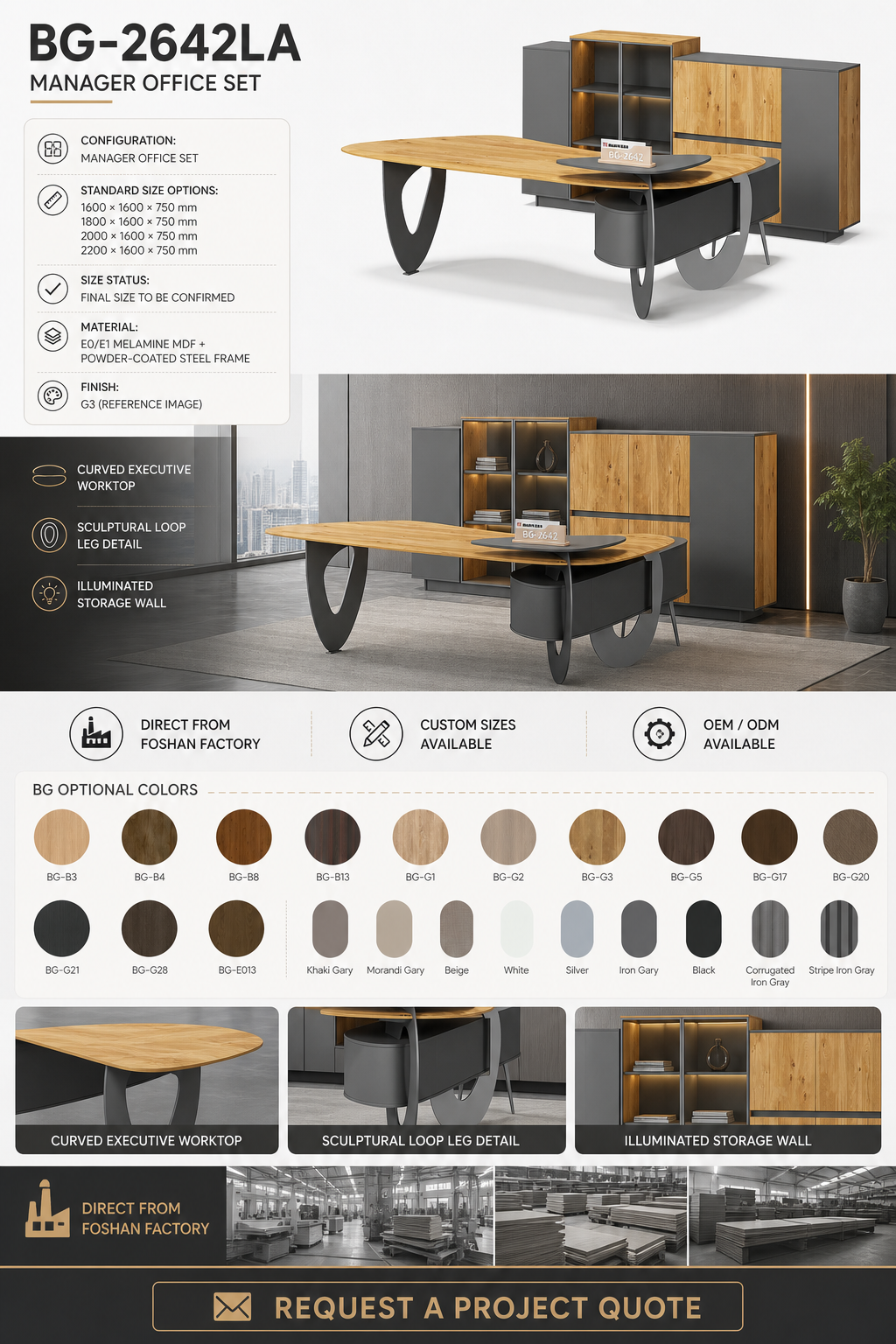 Manager Office Set — BG-2642LA — Foshan China office furniture manufacturer