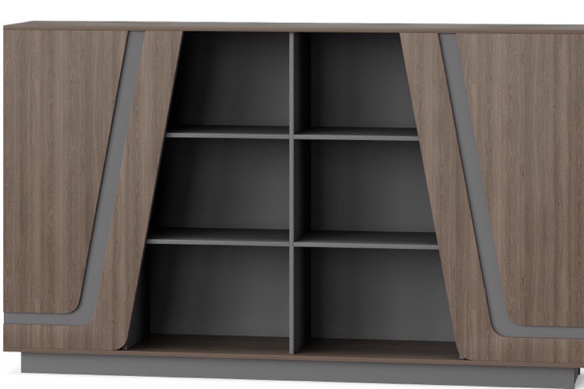 Kabinet Kantor G28 + Pintu Geometris & Aksen Abu — detail fitur 1