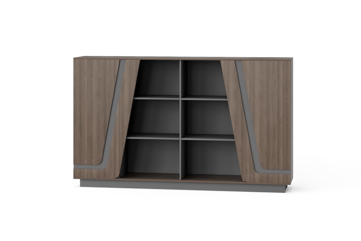 Kabinet Kantor G28 + Pintu Geometris & Aksen Abu — BG-2644B