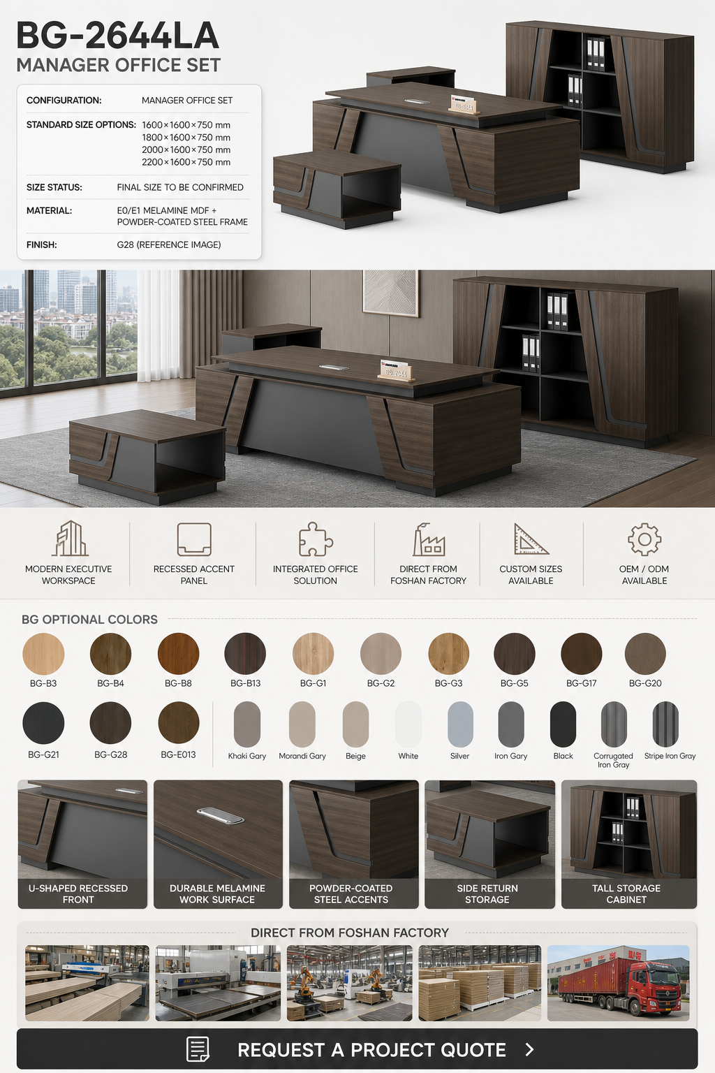Manager Office Set — BG-2644LA — Foshan China office furniture manufacturer