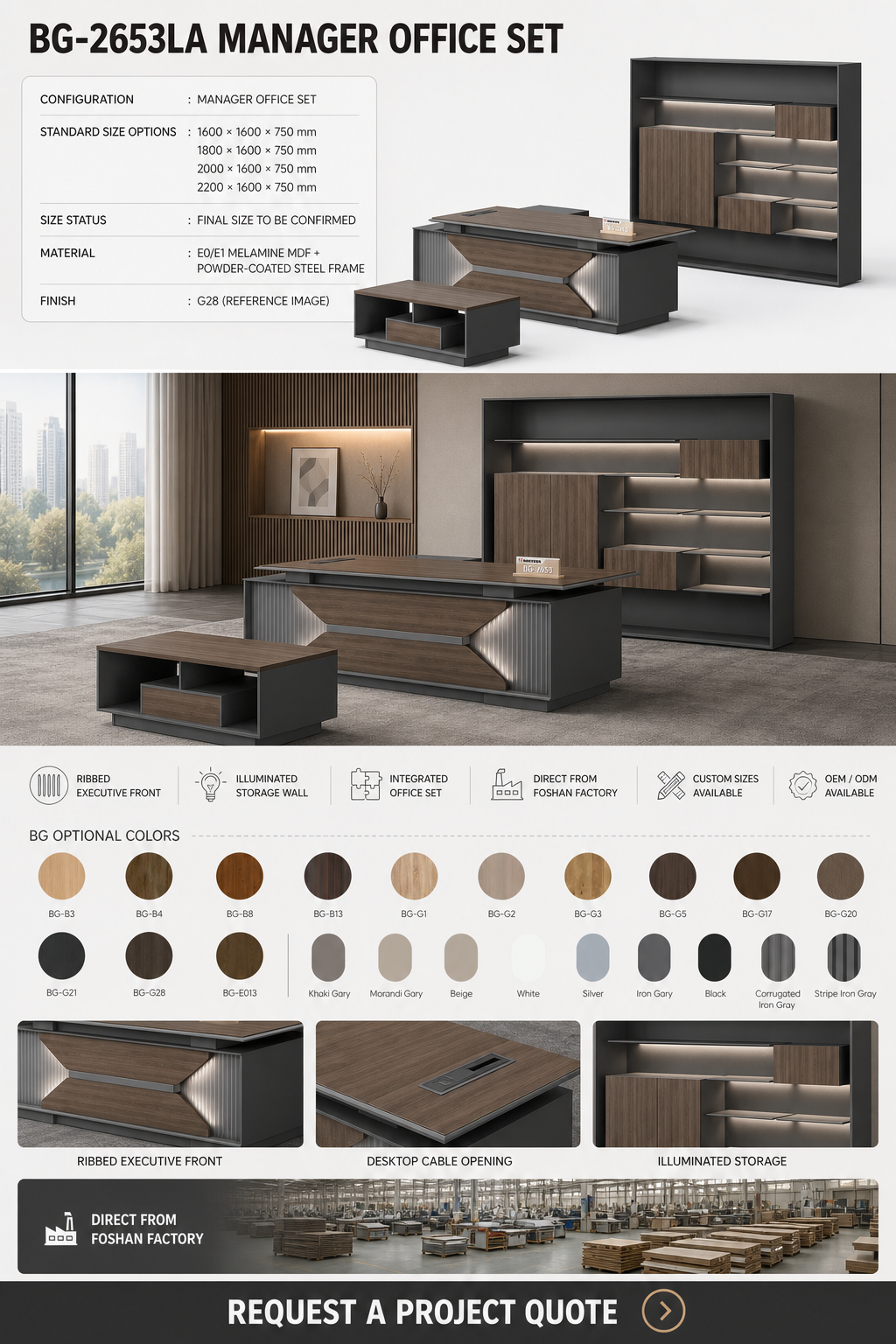 Manager Office Set — BG-2653LA — Foshan China office furniture manufacturer