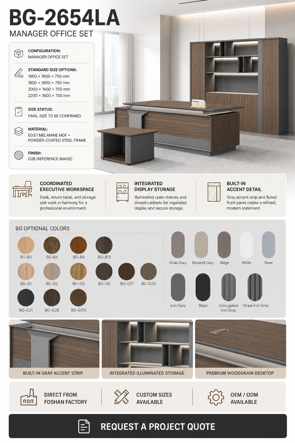 Manager Office Set — BG-2654LA — Foshan China office furniture manufacturer