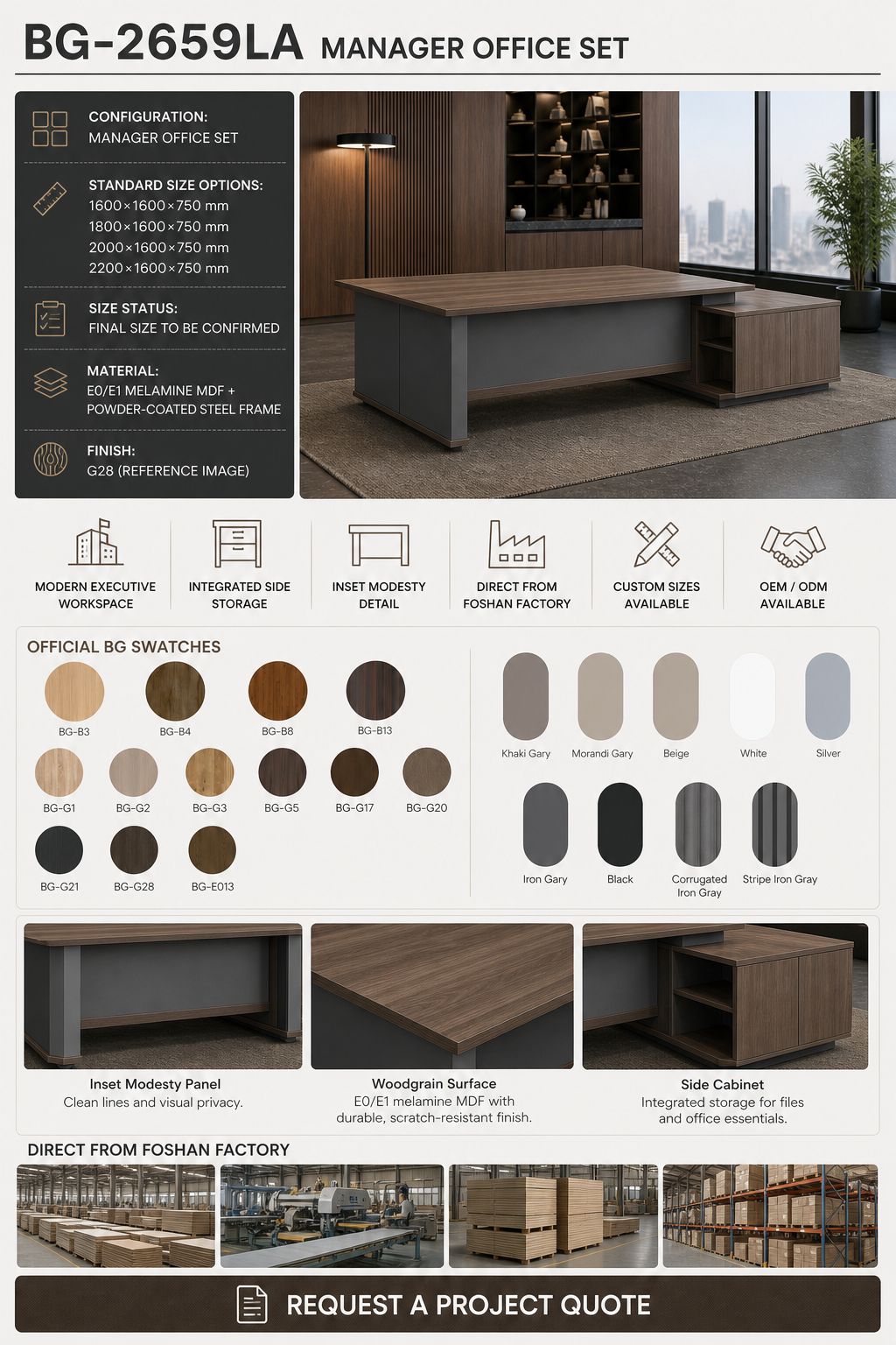 Manager Office Set — BG-2659LA — Foshan China office furniture manufacturer