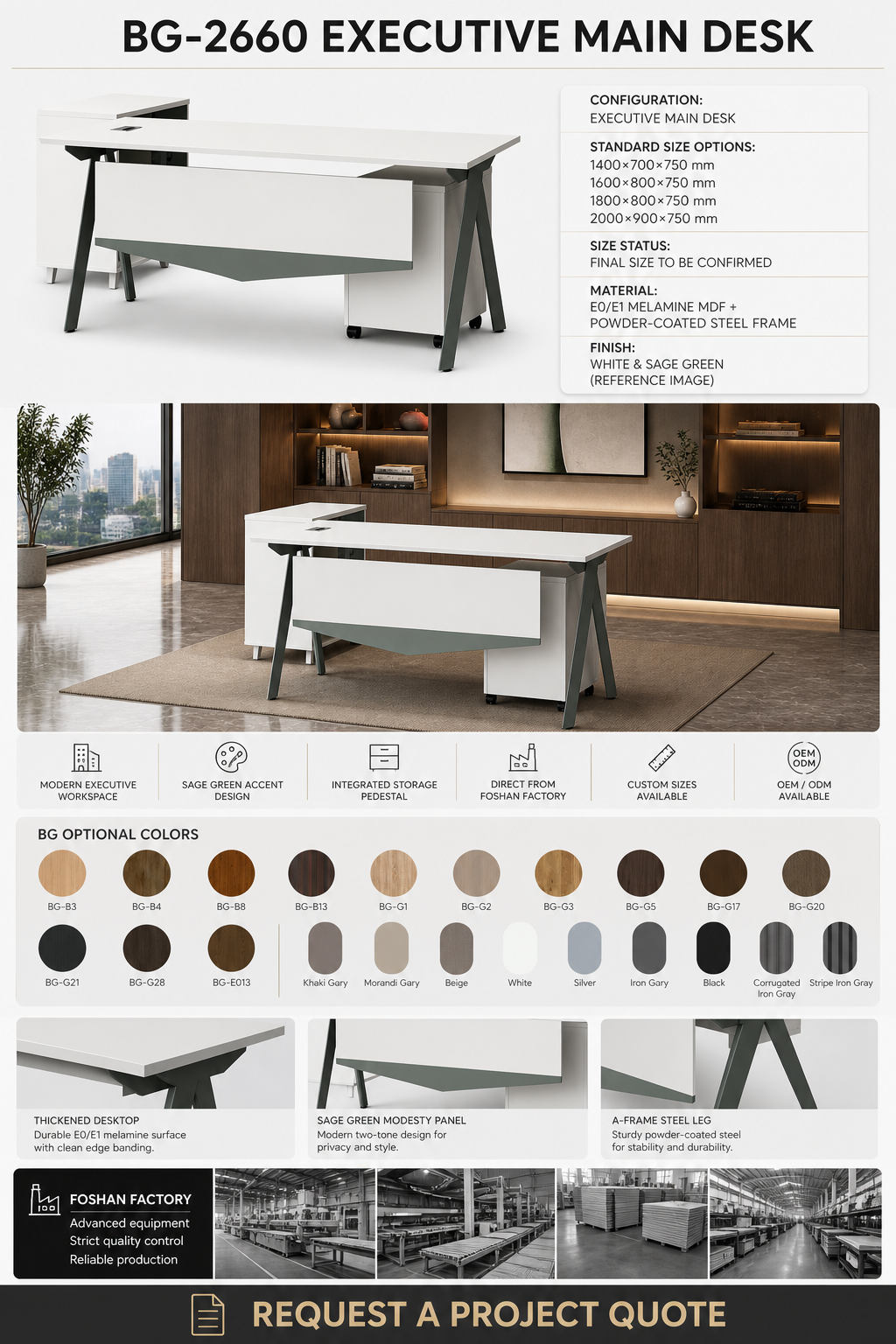 Executive Desk — BG-2660 — Foshan China office furniture manufacturer