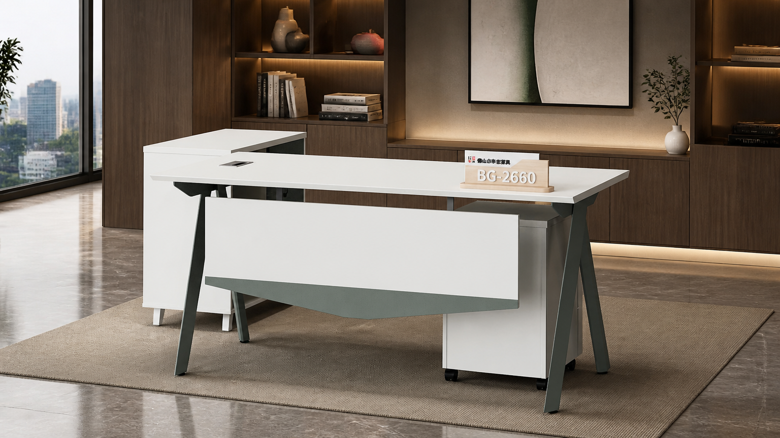 L-Shaped Manager Desk — situasi kantor