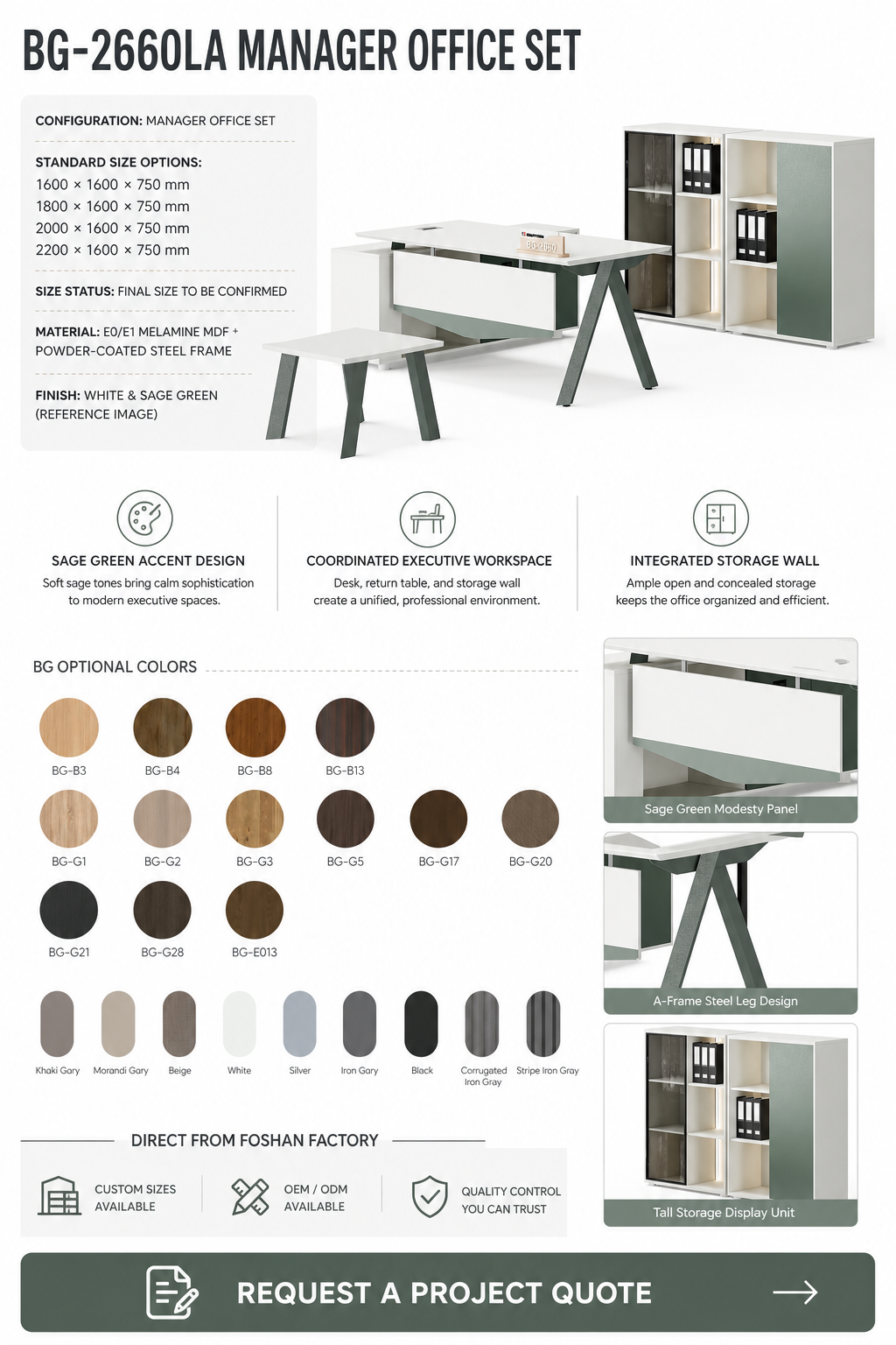 Manager Office Set — BG-2660LA — Foshan China office furniture manufacturer