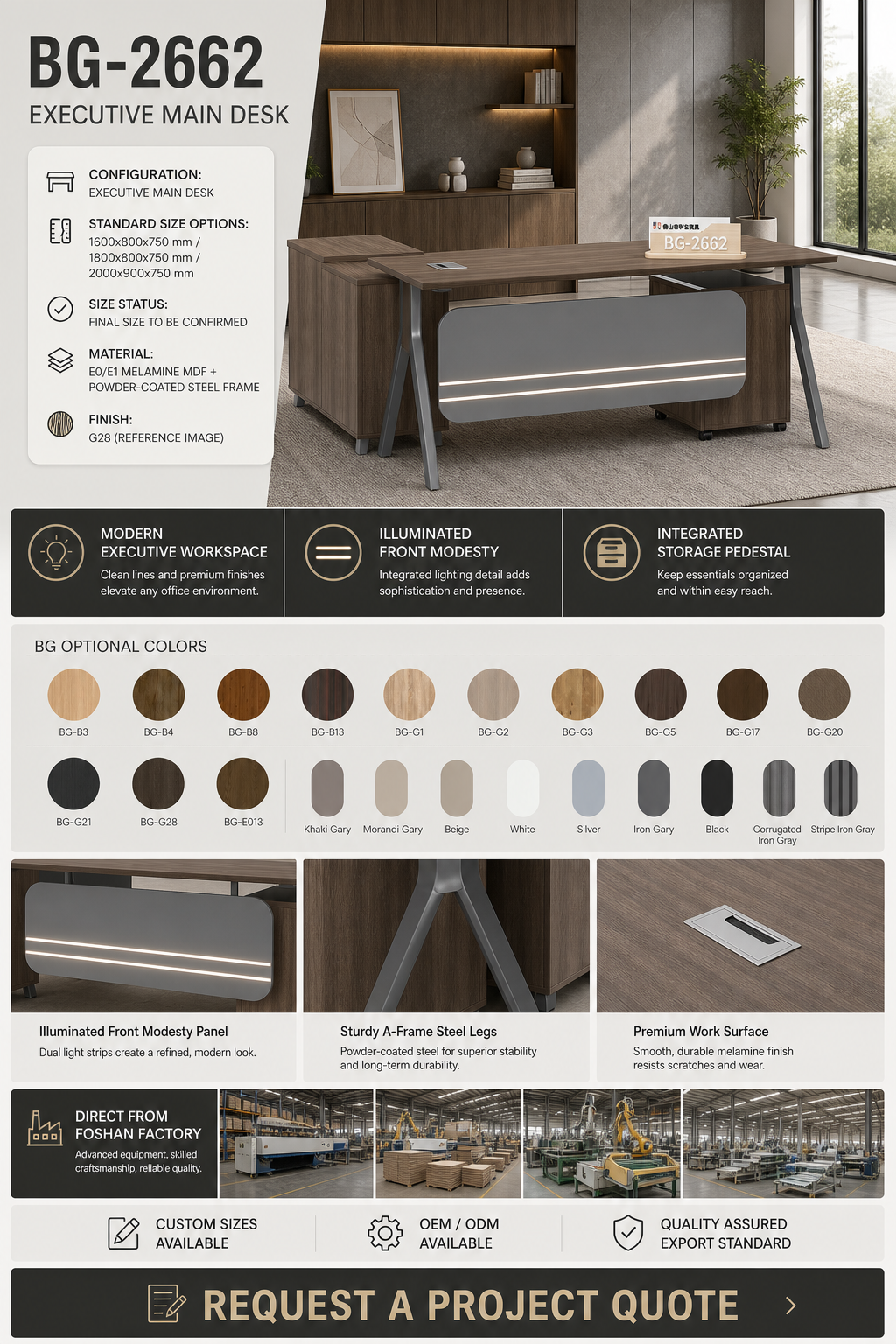 Executive Desk — BG-2662 — Foshan China office furniture manufacturer