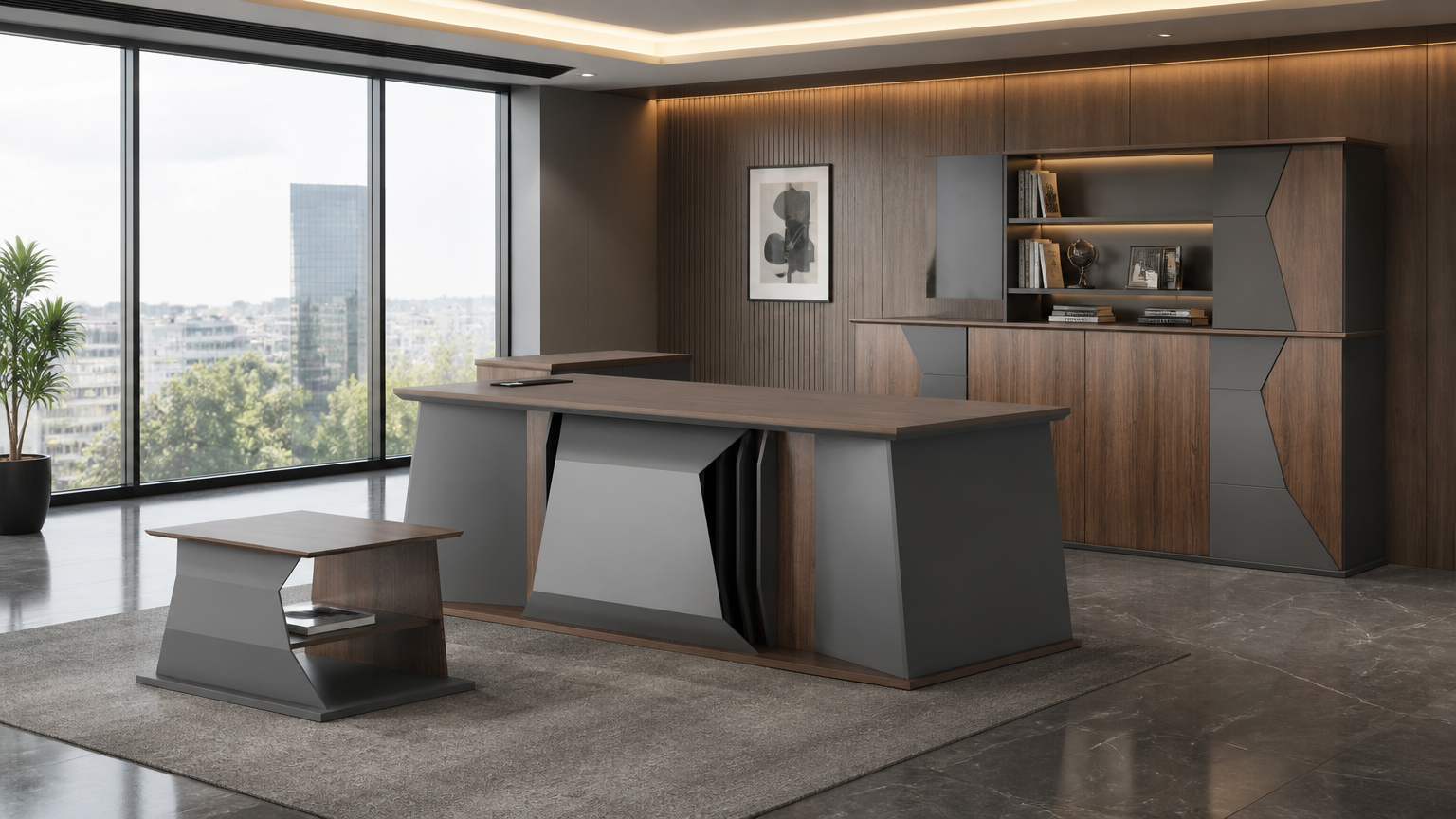 L-Shaped Manager Desk — situasi kantor