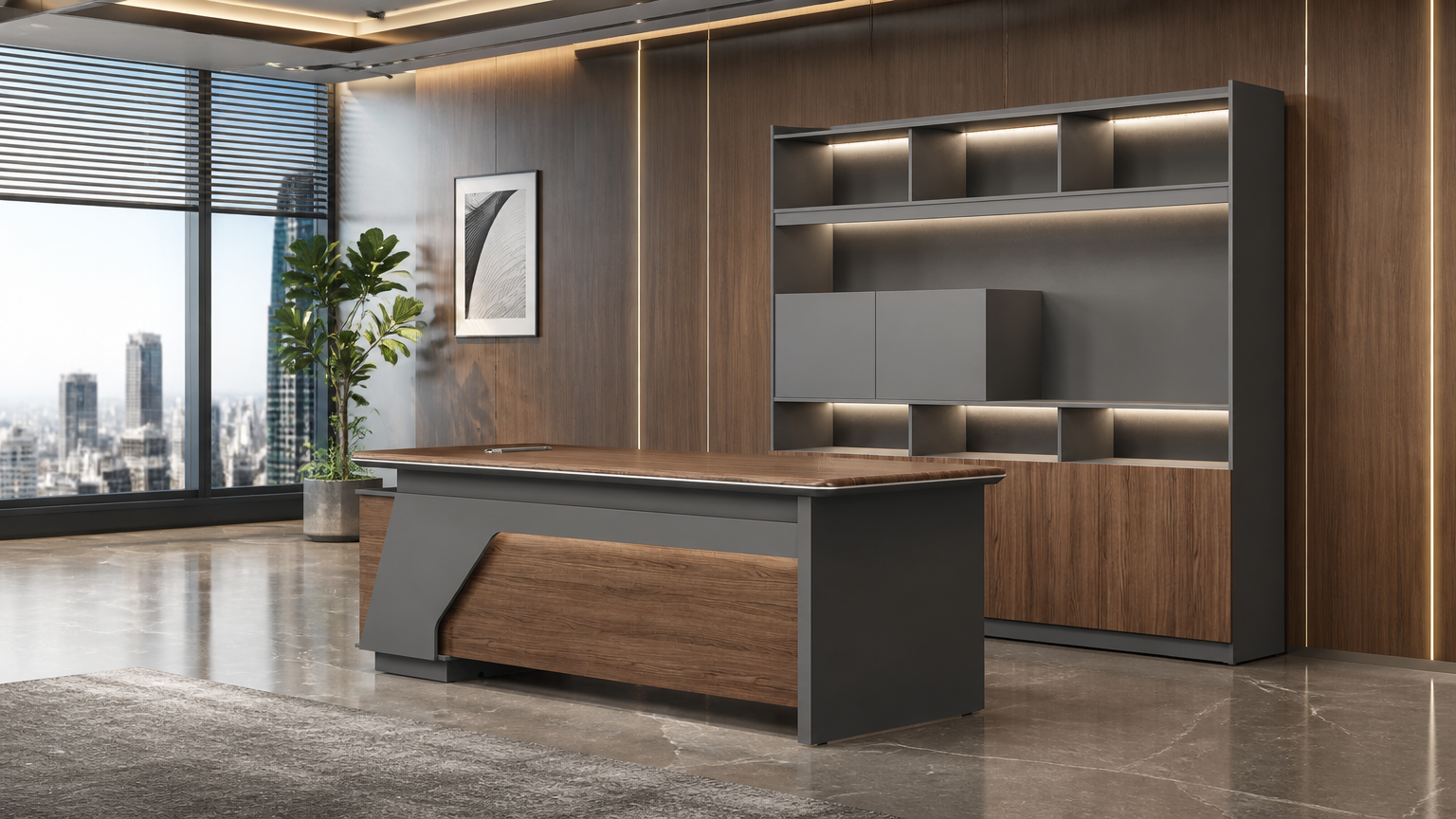 L-Shaped Manager Desk — situasi kantor