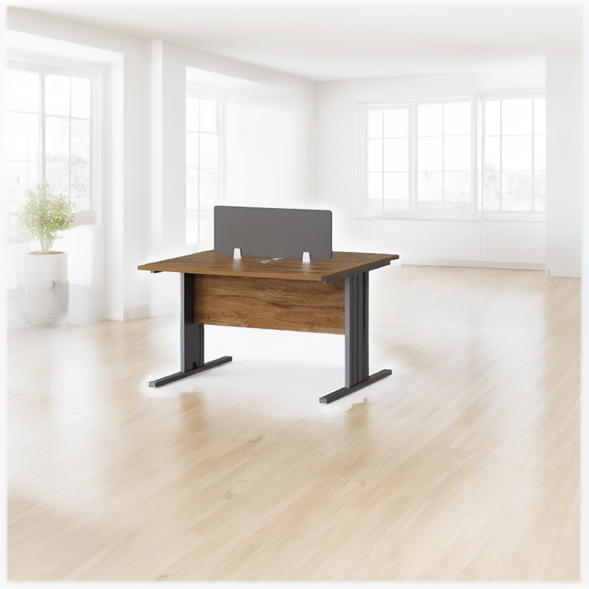 Meja Staf + Partisi Privasi — situasi kantor